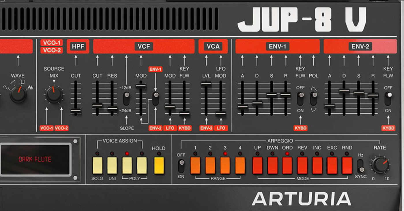 Arturia Jup-8 V Plugin UI Screenshot, Arturia 2025 Arturia Jup-8 V Plugin UI Screenshot, Arturia 2025