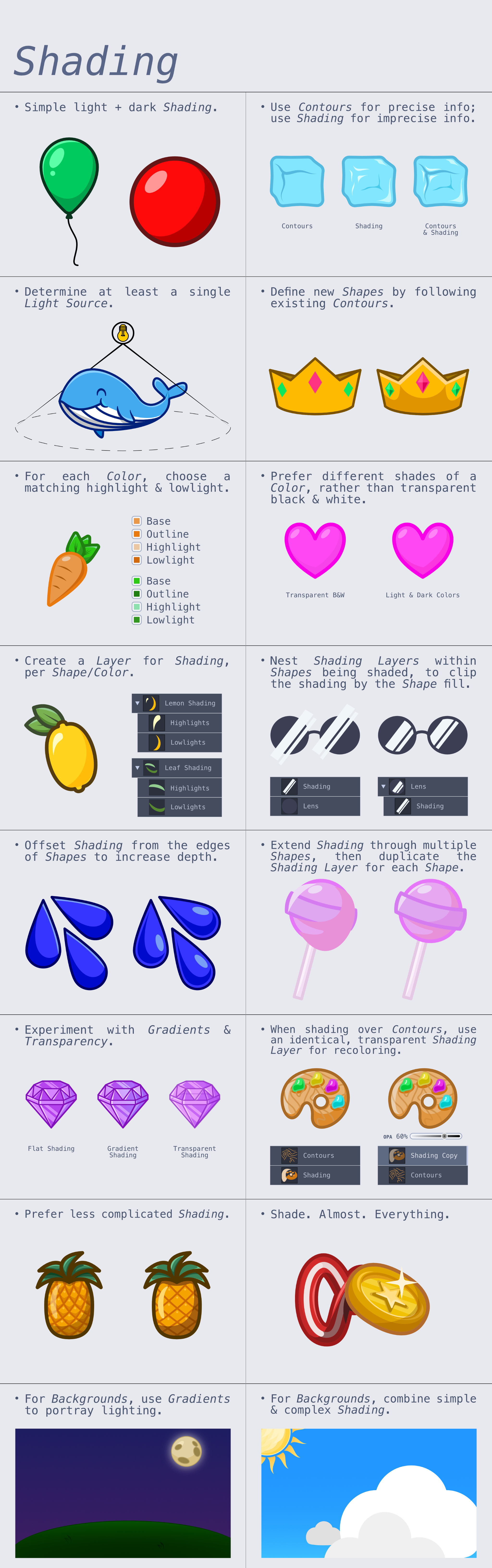 Shading Concepts – Cartoon Stylized Graphics Poster, Alfred R. Duarte 2022 Shading Concepts – Cartoon Stylized Graphics Poster, 2022