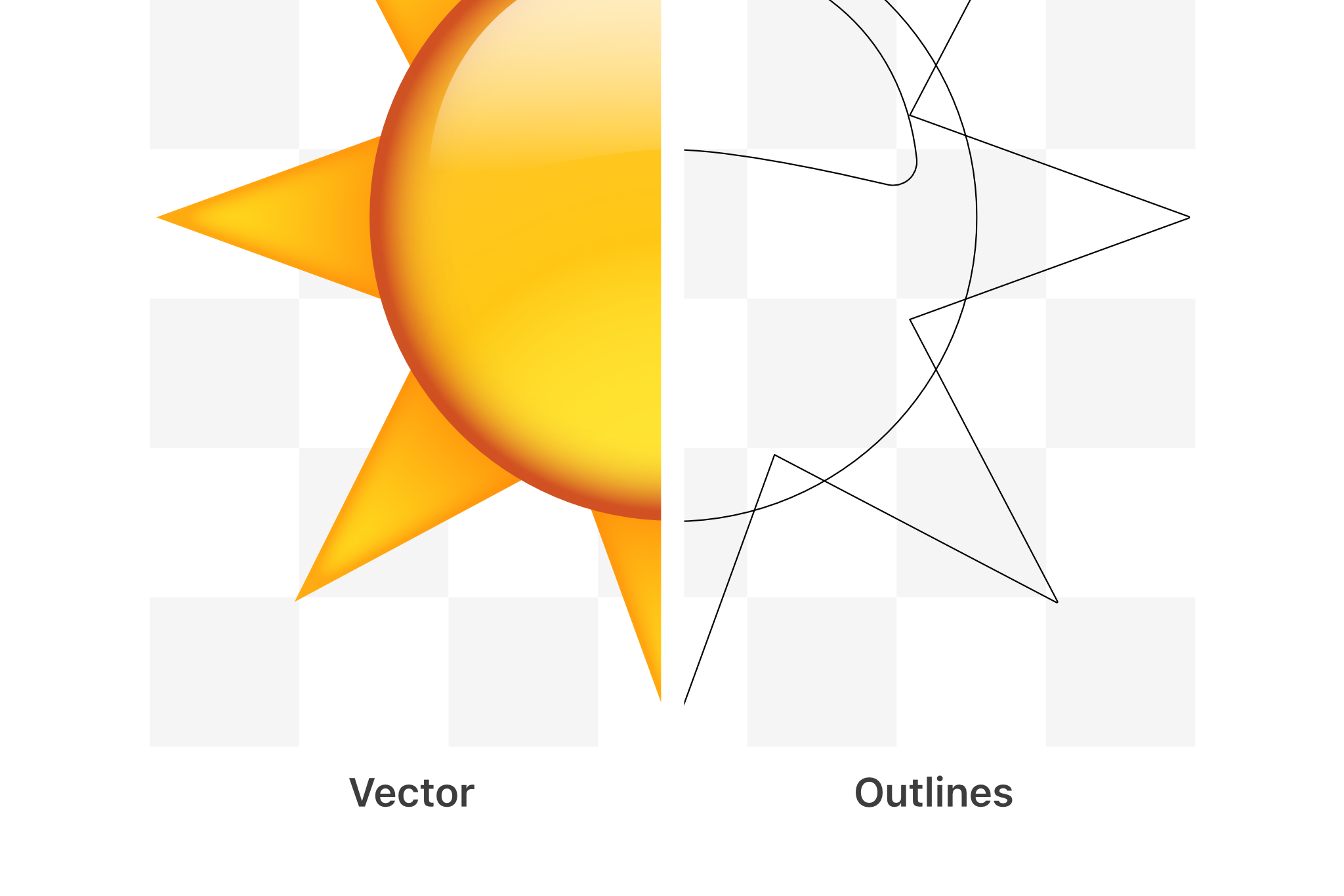 Sun Emoji Dissection, Alfred R. Duarte 2025 Sun Emoji Vector & Outlines Dissection, 2025